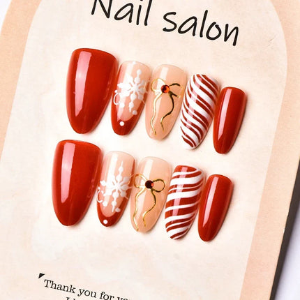 Press On Nails for Christmas, Winter Nail Art, Snowflakes and Bows