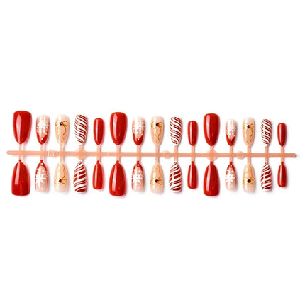 Press On Nails for Christmas, Festive Nails with Snowflakes and Bows – image 4