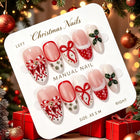 Christmas Nails Press On, Festive Nails with Holly and Ornament Designs