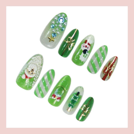 Press On Nails for Christmas, Festive Nails with Santa and Snowmen