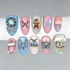 Non Toxic Fake Nails with Reindeer and Gingerbread, Christmas Nails Press On