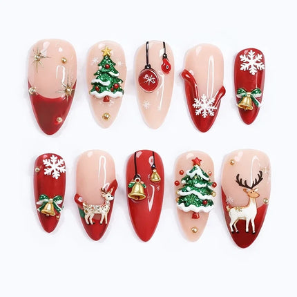 Christmas Nails, Festive Nails with Glitter and Snowflakes, Winter Nail Art, Christmas Nail Designs