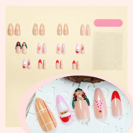 Press On Nails for Christmas, Festive Nails with Santa and Gingerbread Designs