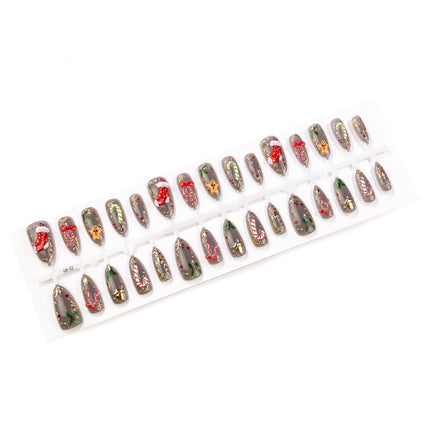 Reusable Press On Nails for Christmas, Winter Nail Art, Candy Canes and Gingerbread