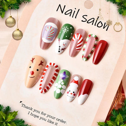 Christmas Nails Press On, Reusable Festive Nails