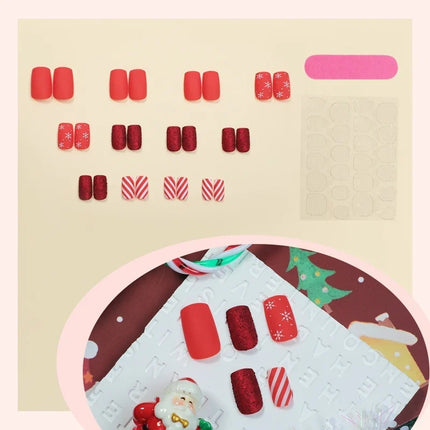 Festive Nails Press On, Winter Nails in Multiple Shapes and Sizes