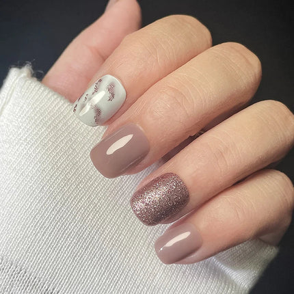 Christmas Nails Press On, Reusable Festive Nails with Reindeer, Candy Cane Nails with Buffing Strips and Gel Polish