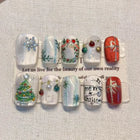 Christmas Nails Press On, Festive Nails with Tree and Snowflake Designs