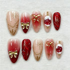 Christmas Nails Press On, Festive Nails with Christmas Nail Designs, Elegant Nails with Glitter Snowflakes and Ornaments