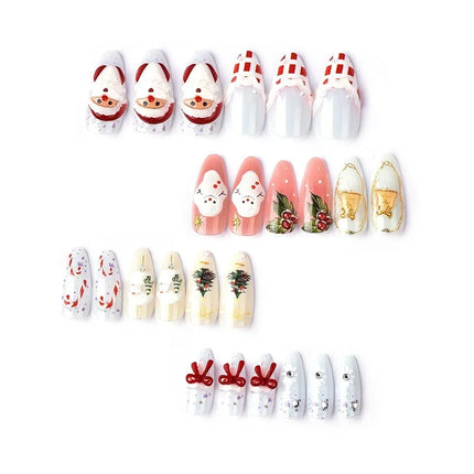 Christmas Nails Press On, Festive Nails with Christmas Nail Designs, Fake Nails with Snowmen for At Home Manicure
