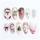 Fake Nails with Snowmen for At Home Manicure, Christmas Nails Press On