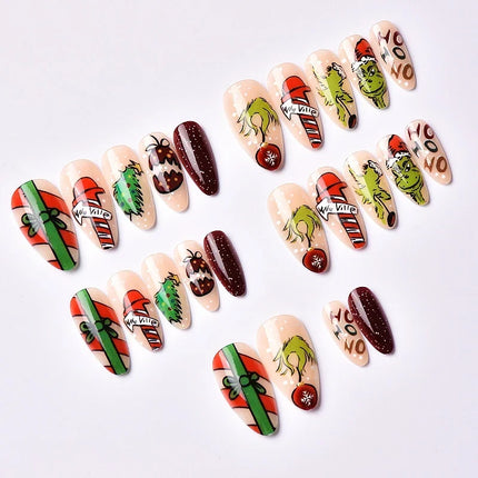Christmas Nails Press On, No Adhesive Fake Nails