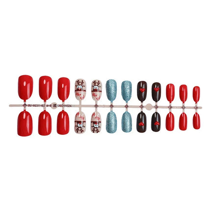 Christmas Nails Press On, Peel and Stick Fake Nails with Glitter Reindeer – image 4