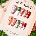 Peel and Stick Reusable Fake Nails with Candy Canes, Festive Nails with Christmas Nail Designs