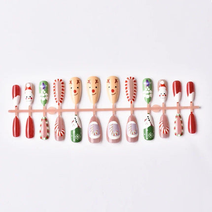 Peel and Stick Reusable Fake Nails with Candy Canes, Christmas Nails Press On – image 4
