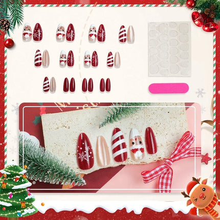 Christmas Nails Press On, Festive Nails with Santa Designs