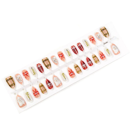 Christmas Nails Press On, Festive Nails with Snowmen and Gift Boxes