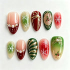 Christmas Nails Press On, Lavender Nails with Snowflakes and Pearls, Reusable Festive Nails with Bows, Winter Nail Art