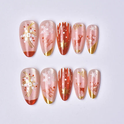 Christmas Nails Press On, Festive Nails with Christmas Nail Designs, Winter Nails with Snowflakes and No Glue Needed