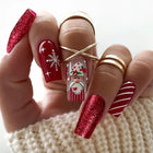 Christmas Nails Press On, Santa and Snowflake Press On Nails with Adhesive