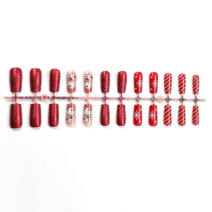 Santa and Snowflake Press On Nails with Adhesive, Christmas Nails Press On – image 4