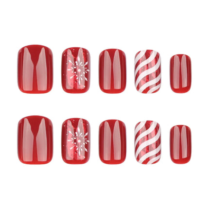 Christmas Nails Press On, Press On Nails with Adhesive 24 Pack