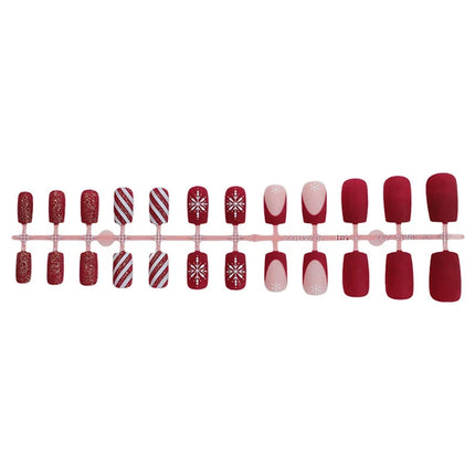 Christmas Nails Press On, Elegant Nails with Glitter Snowflakes and Stockings – image 5