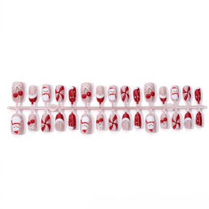 Christmas Nails Press On, Festive Nails with Santa and Bow Designs – image 5
