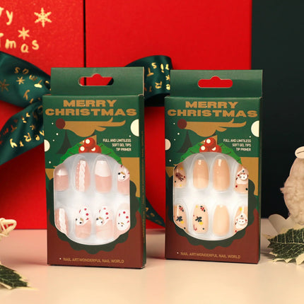 Festive Nails Press On, Winter Nails with Snowman Designs