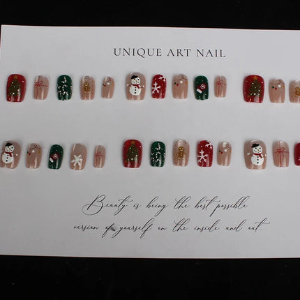 Christmas Nails Press On, Red and Green Christmas Nails