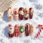 Christmas Nails Press On, Fake Nails with Santa for At Home Manicure