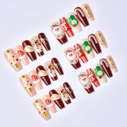 Festive Nails with Christmas Nail Designs, Fake Nails with Santa for At Home Manicure