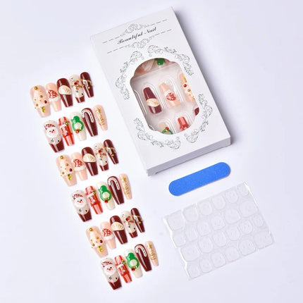 Christmas Nails Press On, Fake Nails with Santa for At Home Manicure – image 4