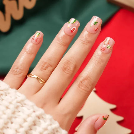 Christmas Nails Press On, Candy Cane Nail Art with Buffing Strips and Gel Polish