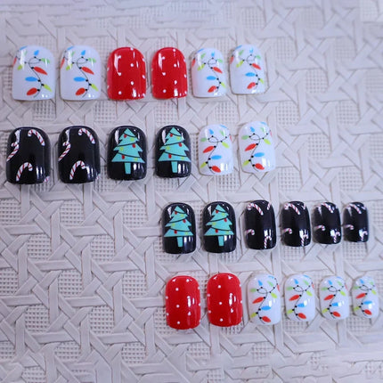 Press On Nails for Christmas, Festive Nails with Christmas Trees and Candy Canes – image 4