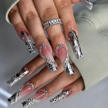 Reusable Press On Nails for Christmas, Festive Nails with Reindeer and Candy Canes, Peel and Press Winter Nail Art