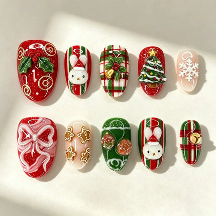 Christmas Nails Press On, Winter Nails Peel and Press
