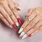 Festive Nails Press On, Winter Nails with Holiday Snowflake Designs, Fake Nails with Comfort Fit