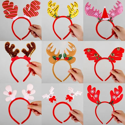 Christmas Headband with Felt Reindeer Antlers and Holly Berries, Reindeer Headband One Size Fits All