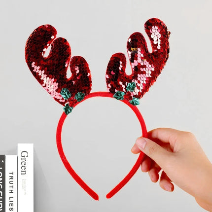 Christmas Headband with Felt Reindeer Antlers and Holly Berries – image 14