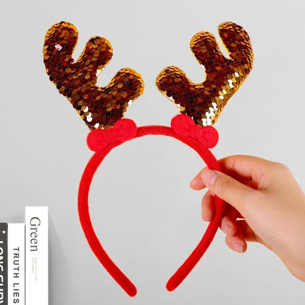 Christmas Headband with Felt Reindeer Antlers and Holly Berries, Reindeer Headband One Size Fits All – image 16