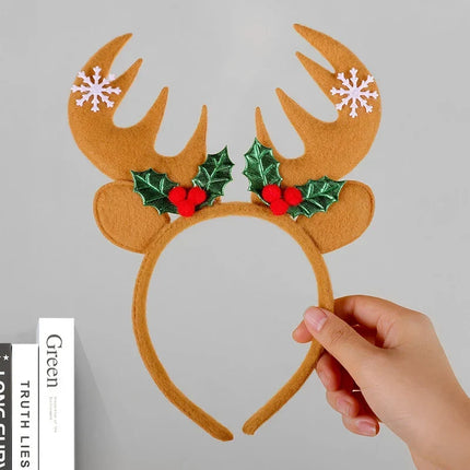 Christmas Headband with Felt Reindeer Antlers and Holly Berries – image 20