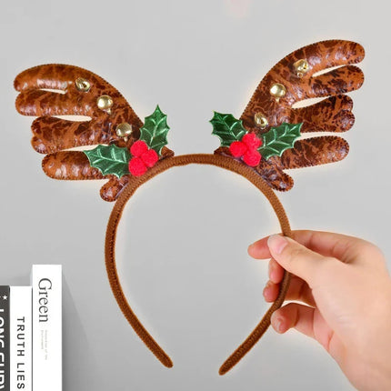 Christmas Headband with Felt Reindeer Antlers and Holly Berries – image 23