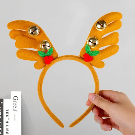 Christmas Headband with Felt Reindeer Antlers and Holly Berries – image 26