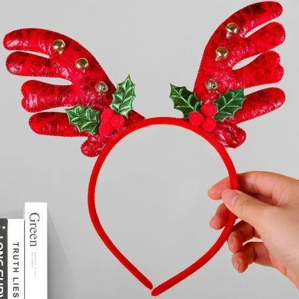 Christmas Headband with Felt Reindeer Antlers and Holly Berries, Reindeer Headband One Size Fits All – image 28