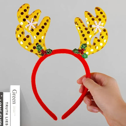 Christmas Headband with Felt Reindeer Antlers and Holly Berries, Reindeer Headband One Size Fits All – image 31