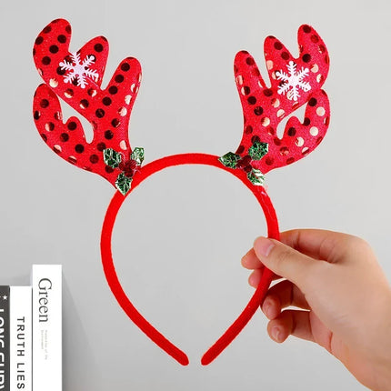 Christmas Headband with Felt Reindeer Antlers and Holly Berries, Reindeer Headband One Size Fits All – image 37