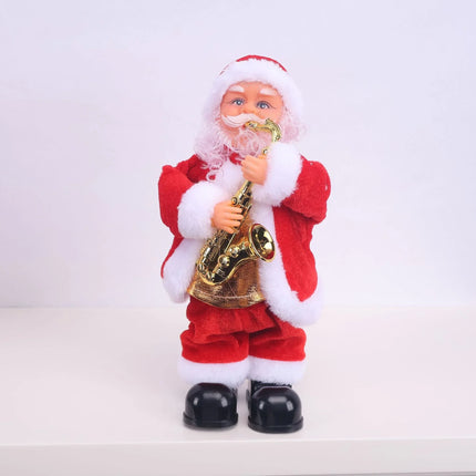 Santa Claus Figurine Playing Saxophone, Hand Painted Christmas Decorations – image 6