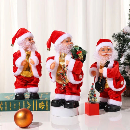 Santa Claus Christmas Doll with Fluffy Beard, Christmas Decorations and Mantel Decor