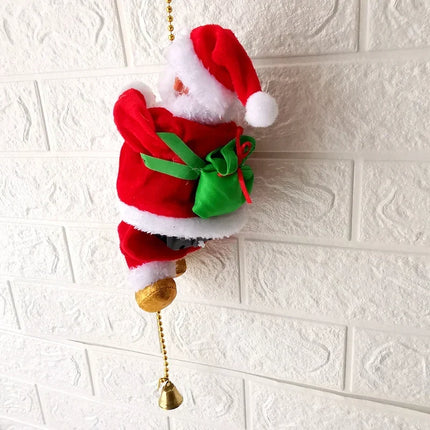 Santa Claus Figure Plush, Hanging Christmas Decoration with Electric Pearl Necklace, Table Christmas Decor
